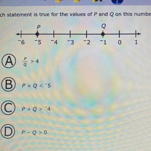 Which statement is true for the value of p and q onnthis number line?