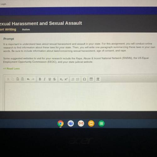 Sexual Harassment and sexual assault short writing prompt
