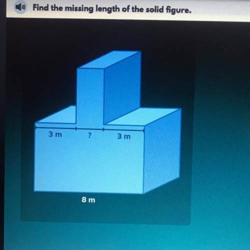 Find the missing length of the solid figure.
3 m
?
3 m
8 m