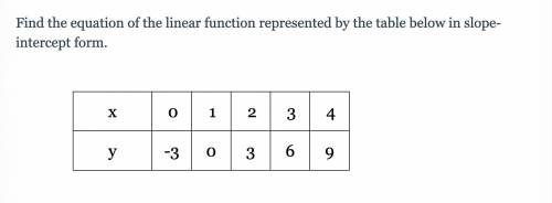 WILL MARK BRANIEST: Find the equation of the linear function represented by the table below in slop