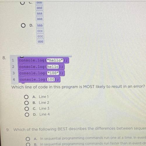 Which line of code in this program is most likely to result in an error?