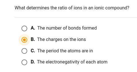 What determines the ratio of ions in an ionic compound? answers on screenshot