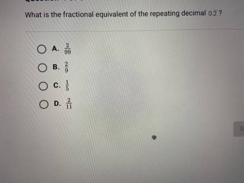 What is the fraction equivalent of the repeating decimal 0.2 (with the line on top of the 2)