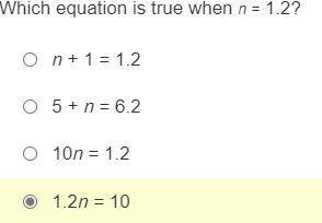 Which equation is true when n=1.2
