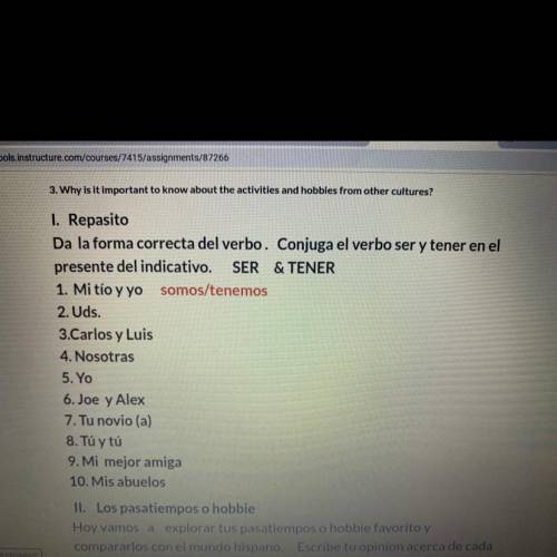 Someone help me on my tarea de español

I. Repasito
De la forma correcta del verbo. Conjuga el ver