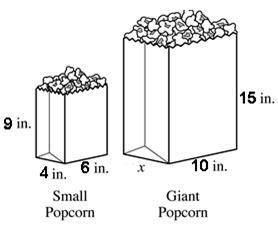 Esmeralda works in the snack bar at the movie theater. She serves popcorn in two sizes, small and g