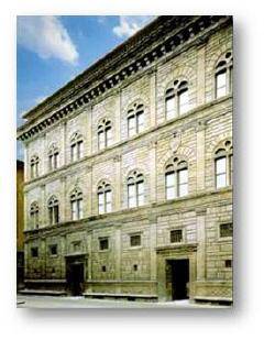 Which artist created the building seen in the image below?

The Palazzo Rucellai townhouse in Flor