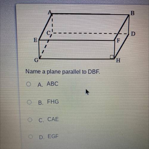Name a plane parallel to DBF.