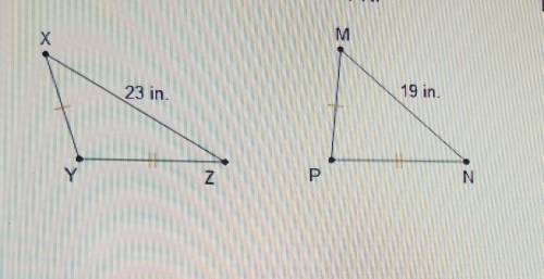 In the triangles, XY = MP and YZ = PN. 32:28 If mZP = 85°, which is a possible measure for ZY? X M