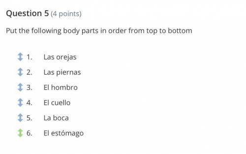 Put the following body parts in order from top to bottom
