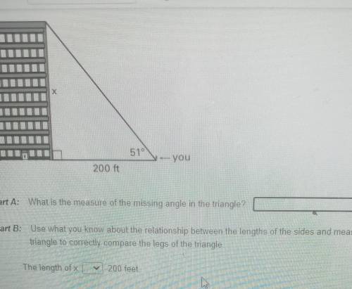 Part A what is the measure of the missing angle in the triangle?