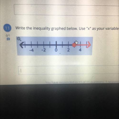 Write the inequality graphed below. Use x as your variable