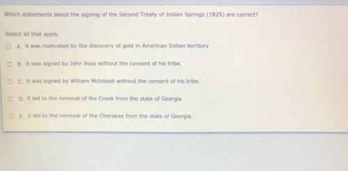 PLSSS HELPPPP Which statements about the signing of the Second Treaty of Indian Springs (1825)
