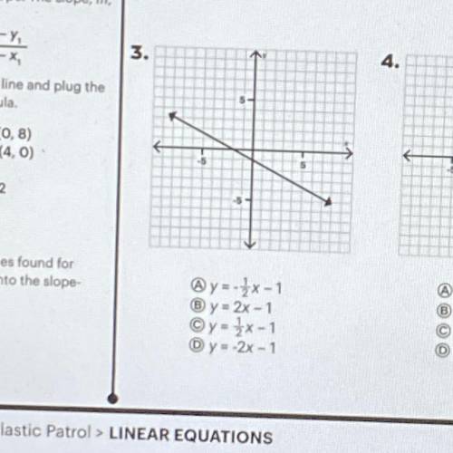 Choose the linear equation written in slope-intercept
form that matches each graph.