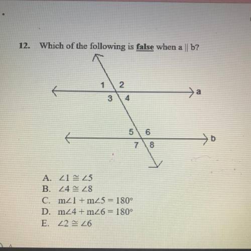 Which of the following is false when a || b?