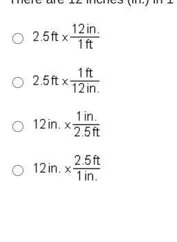 There are 12 inches (in.) in 1 foot (ft). Which expression can be used to find the number of inches