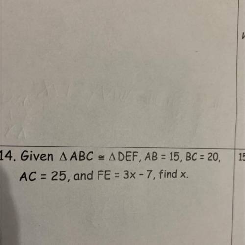 Give triangle abc is congruent to triangle def find x