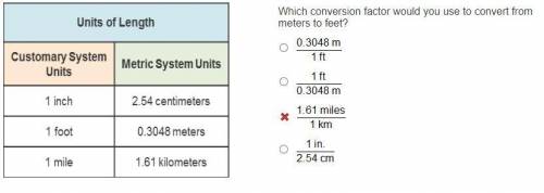 ILL GIVE BRAINLIEST TO FIRST CORRECT ANSWER Which conversion factor would you use to convert fr