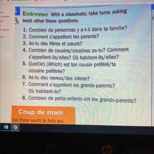 *Please help any answer is valid *Entrevue With a classmate, take turns asking

each other these q