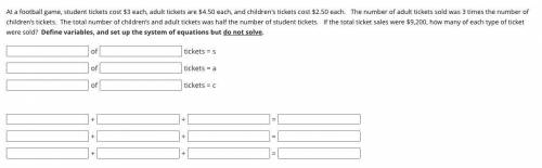 At a football game, student tickets cost $3 each, adult tickets are $4.50 each, and children's tick