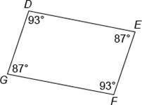 S quadrilateral DEFG a parallelogram? Why or why not?

Question 17 options:
A) 
Yes, because adjac