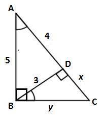 What are the values of x and y?

A. x=9/4, y=3/4
B. x=9/4, y=15/4
C. x=15/4, y=5/4
D. x=3/4, y=15/