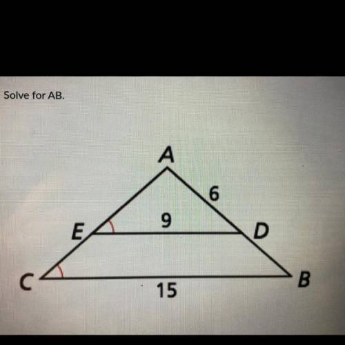 Solve for AB
a: 3.6
b: 15
c: 4
d: 10