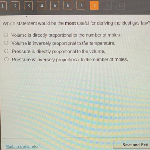 Which statement would be the most useful for deriving the ideal gas law?

Volume is directly propo