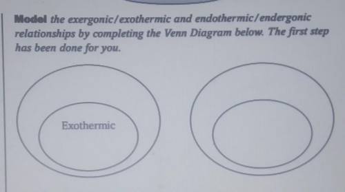 Model the exergonic/exothermic and endothermic/endergonic relationships by completing the Venn Diag
