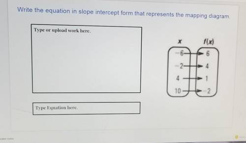 HELP!! Write the equation in slope intercept form that represents the mapping diagram.