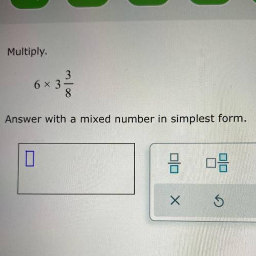 Multiply. Answer with a mixed number in simplest form
6 x 3 3/8