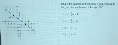 what is the equation of the line that is perpendicular to the given line and has an x-intercept of