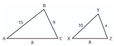If triangles ABC and XYZ are similar, what is the length of side x?

Please help, this is the last
