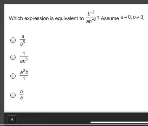 Which expression is equivalent to StartFraction b Superscript negative 2 Baseline Over a b Superscr