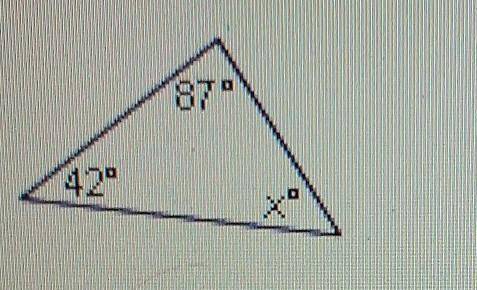 Find the missing angle of the triangle 42° 87° x