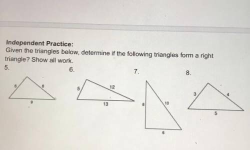 Help me please find which ones are the right triangles (10 points )