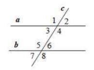 Transversal c intersects lines a and b. Prove that a||b in each case