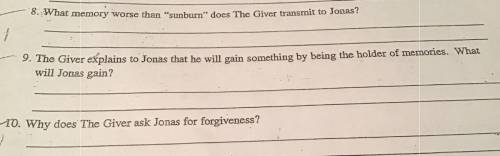 Can somebody plz answer these questions! From the giver chapters 11-15

Answer in only 2-3 sentenc