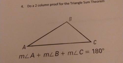 Do a two column proof for the triangle sum theorem