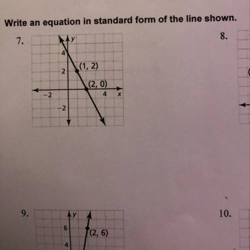 Write an equation in standard form of the line shown.