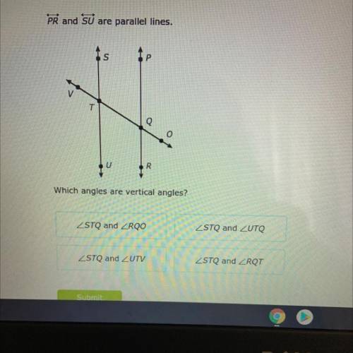 Which angles are vertical angles?