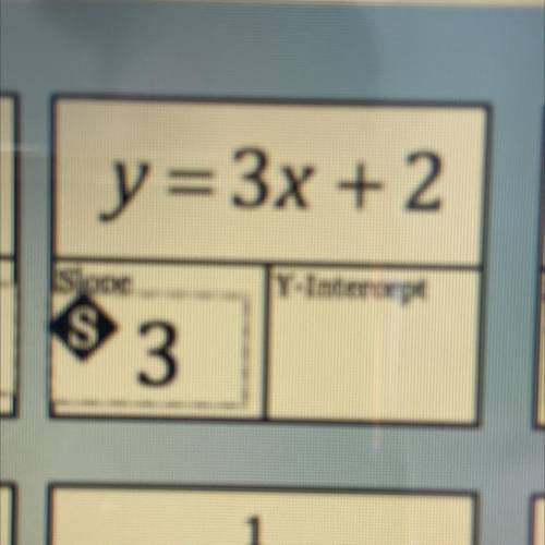 What's the y intercept of y=3x+2