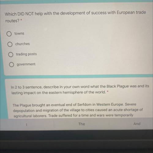 What did not help with the development of success with European trade routes