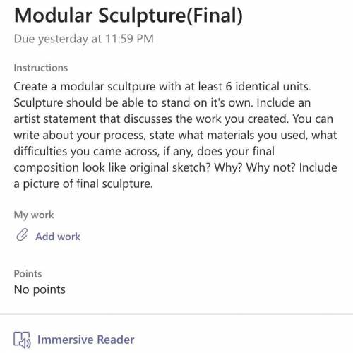 Create a modular scultpure with at least 6 identical units. Sculpture should be able to stand on it