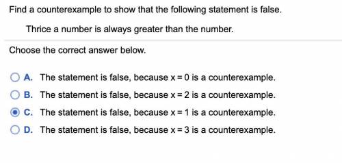 PLEASE HELP MEEE!! I will give brainliest!

Find a counterexample to show that the following state