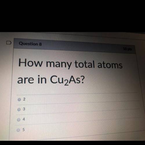 Pls help the question is “how many total atoms are in Cu2As”