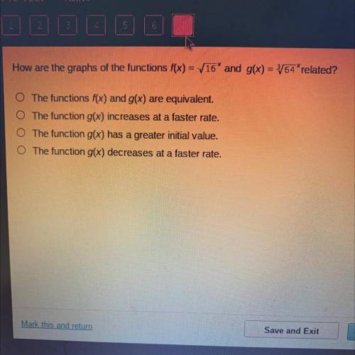 How are the graphs of the functions f(x) = V169 and g(x) = 364ʻrelated?

O The functions f(x) and