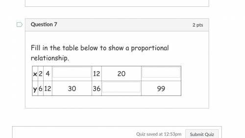 I need to fill in this table to show a proportional relationship.