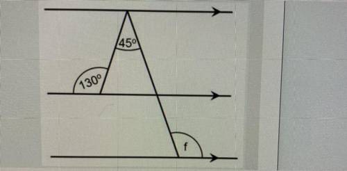 What is the measure of angle f?
