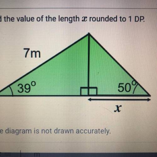Find the value of the length a x rounded to 1 DP. The diagram is not drawn accurately